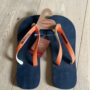 Havaianas navy and orange size 9/10 8m flip flop